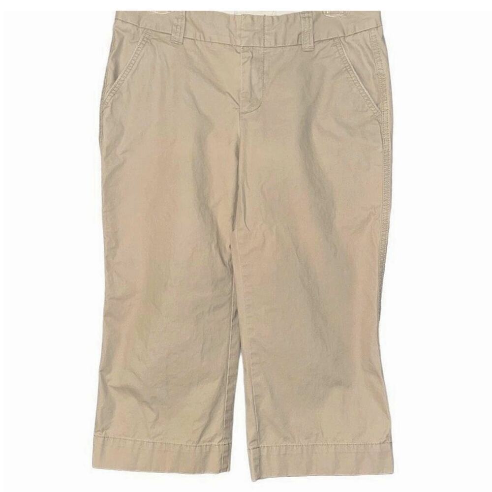 Gap Favorite Chino Cropped Pants Khaki‎ Tan Cotton Straight Leg Size 8